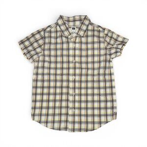 Janie and Jack Yellow and Blue Plaid Button Down Shirt Boys Size 5 Preppy Casual